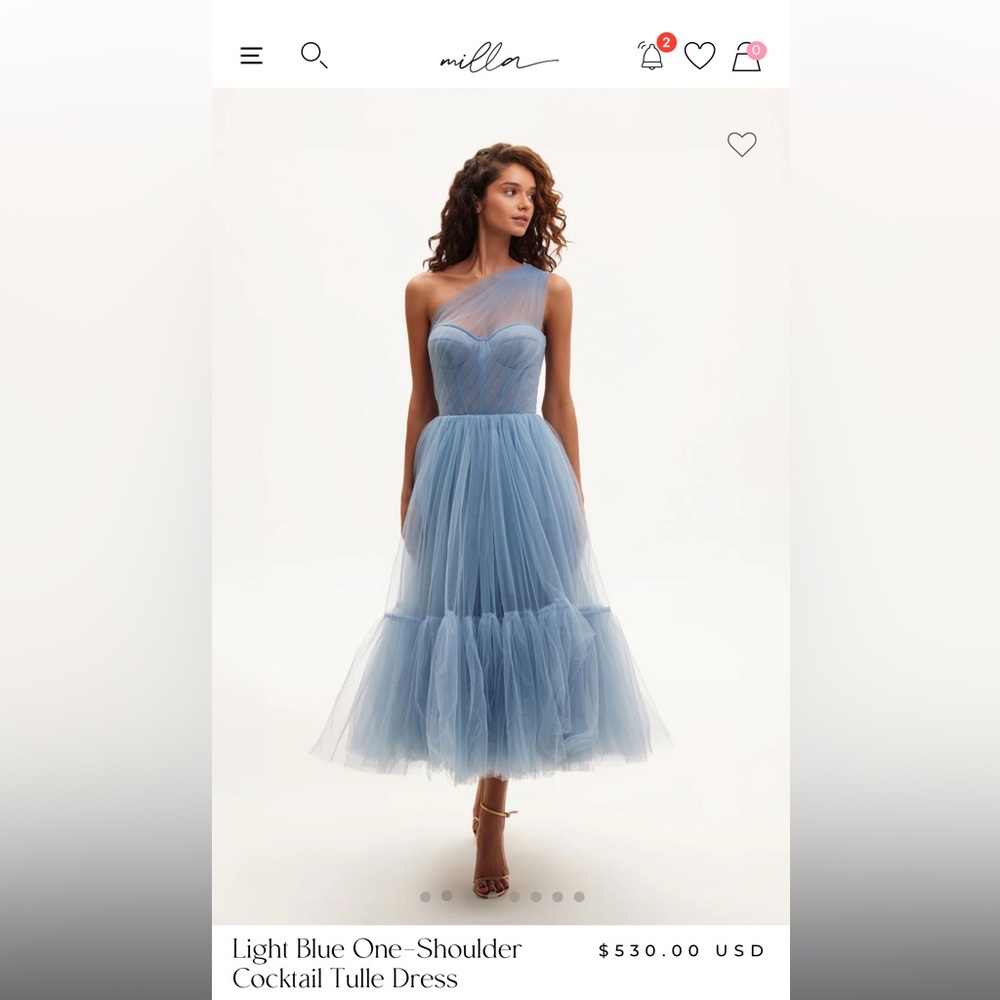 Light Blue One-Shoulder Cocktail Tulle Dress